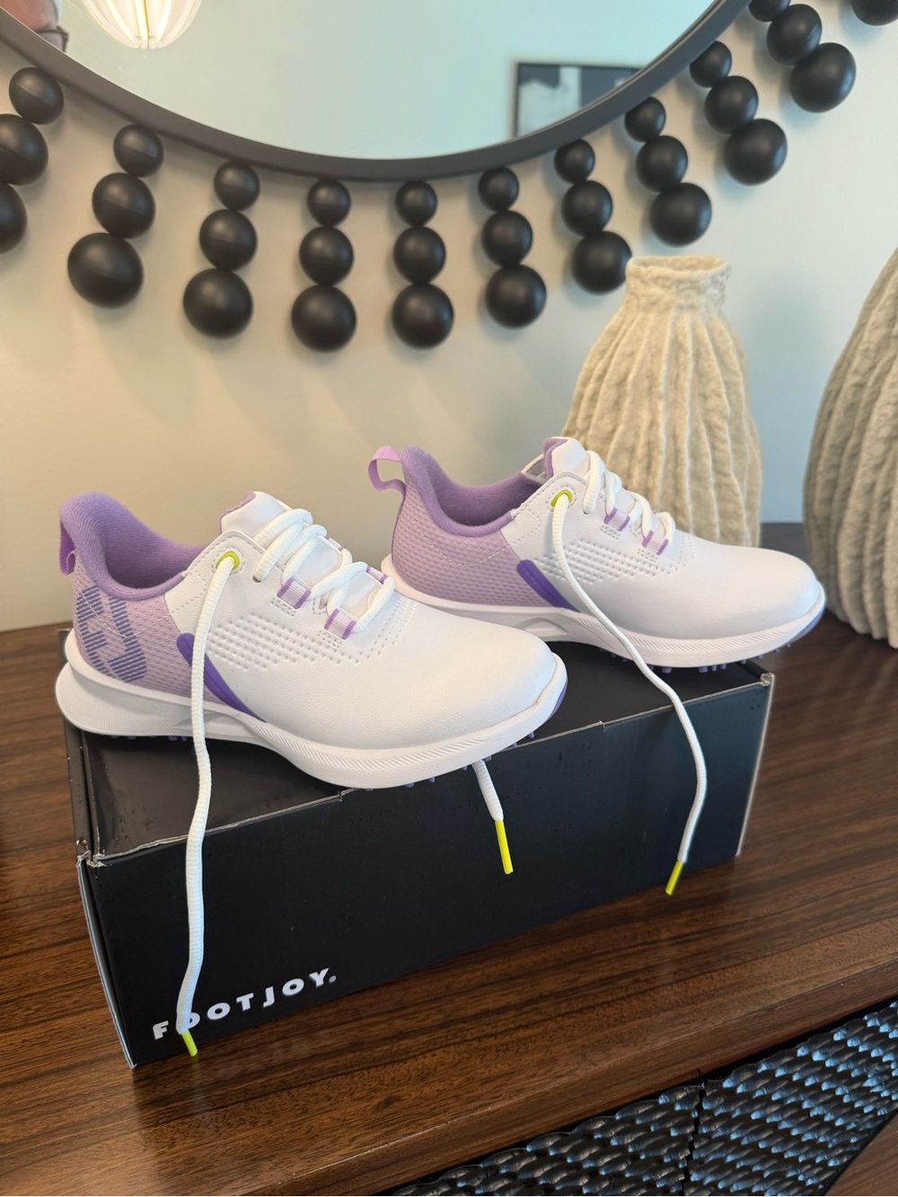 FootJoy White and Lavender Women's Athletic Golf Sneakers